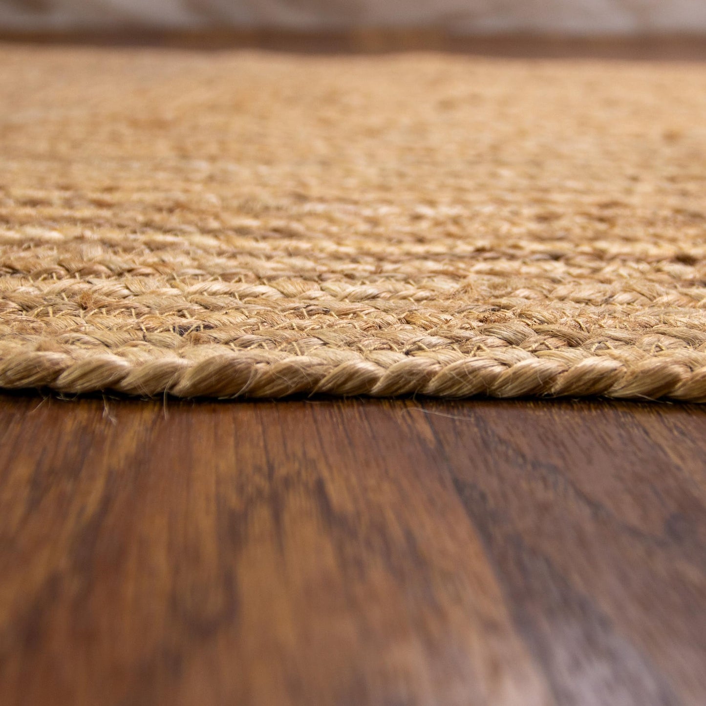 Super Area Rugs Jute Rug - Reversible Natural Fiber Hearth Carpet- Eco Friendly Floor Covering for Kitchen - Doorway Hand Woven, Natural, Half Circle 16" x 33"