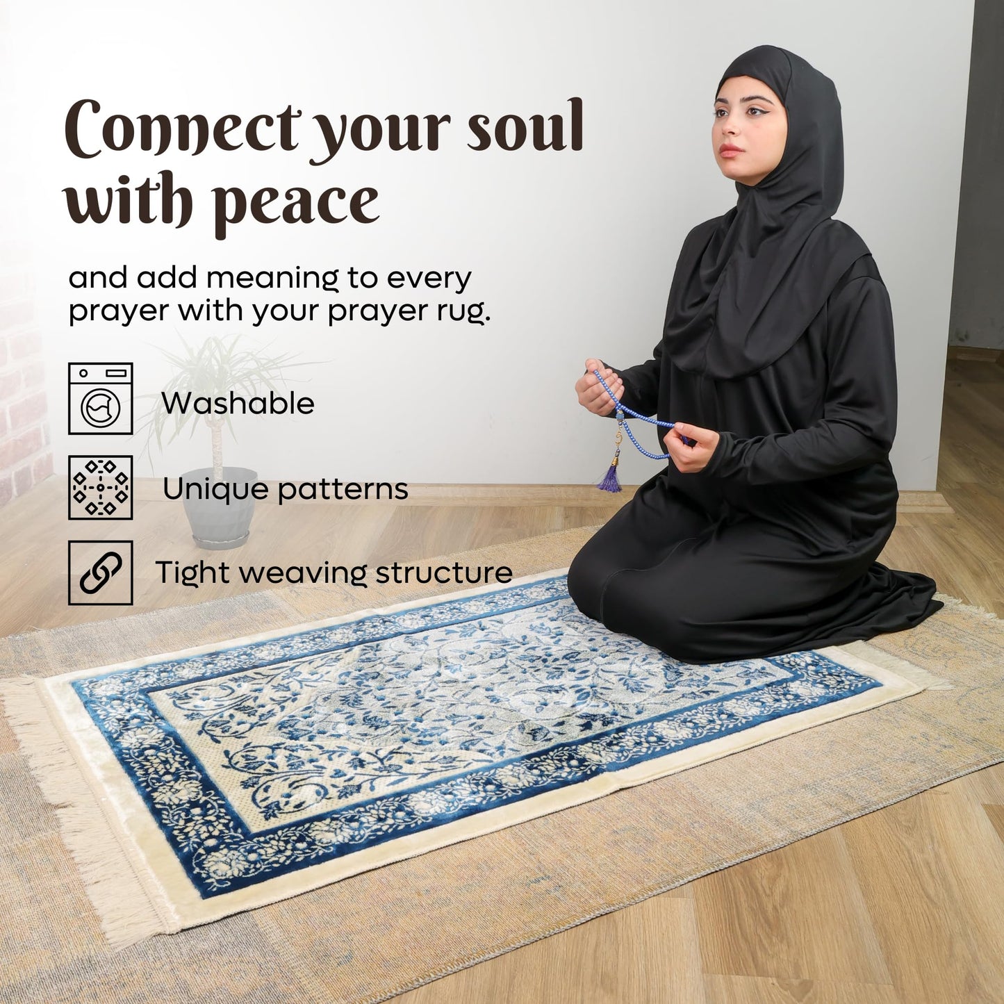 FIRASET Muslim Prayer Rug, Soft Plush Islamic Prayer Mat, Sajada, Praying Carpet, Islamic Gift for Men & Women, Islamic Mat