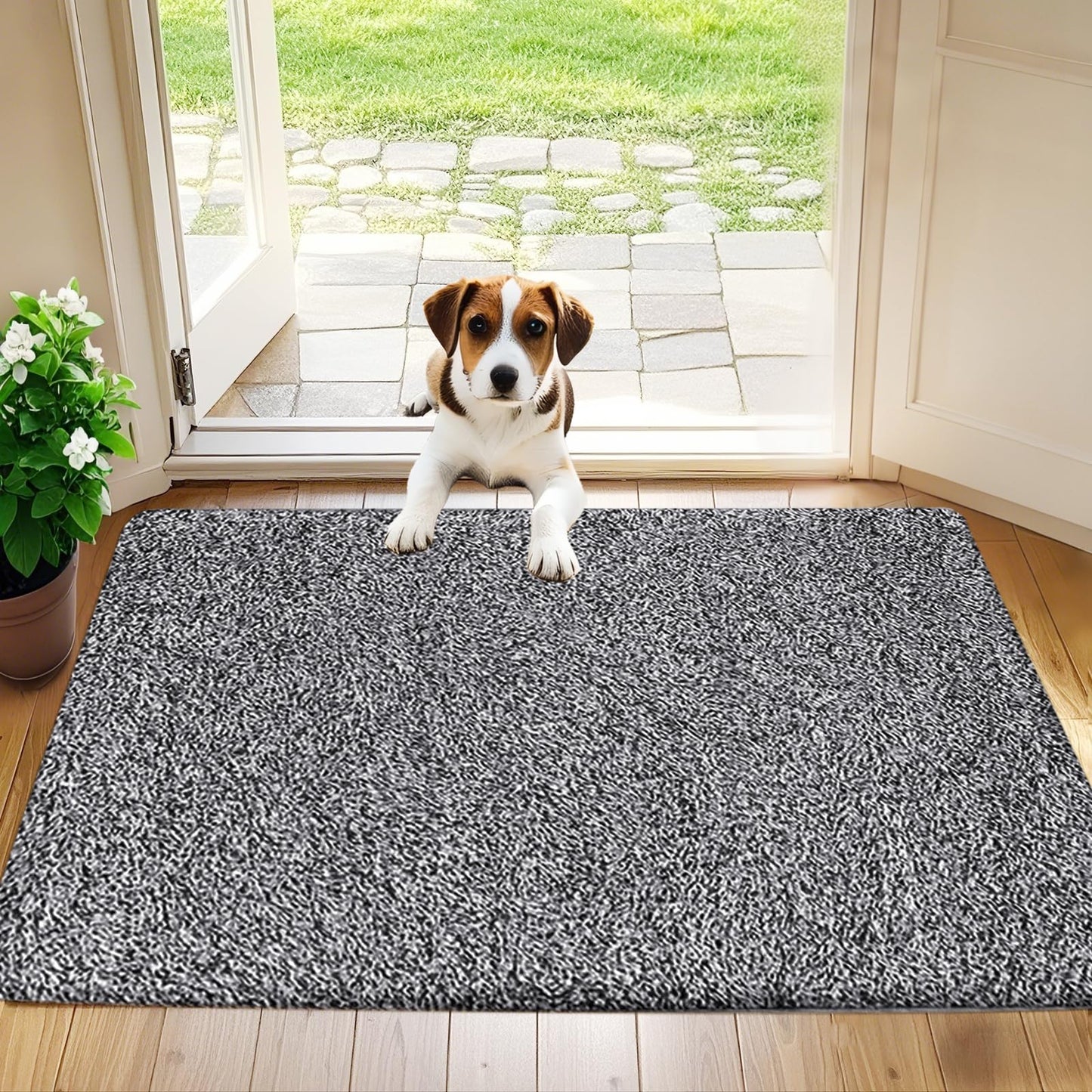 BEAU JARDIN Doormat Super Absorbent Mud Front Door Mat 36"x24" Latex Backing Non Slip for Front Inside Dirt Trapper Mats Cotton Entrance Shoes Scraper Washable