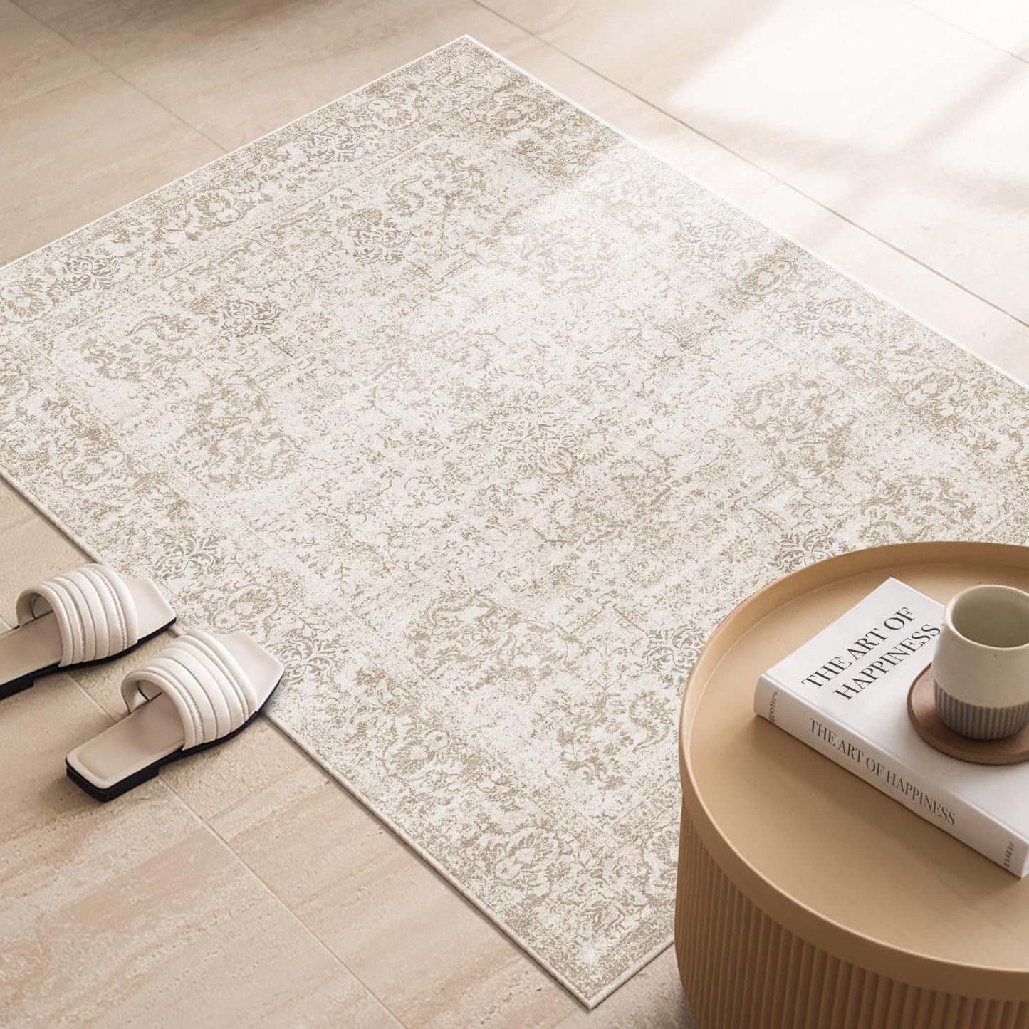 Rugxara 2x3 Door Mat Indoor Entrance, Washable Non Slip Kitchen Bathroom Rugs, Ultra-Thin Throw Small Rug for Front Door/Indoor Entrances, Light Brown