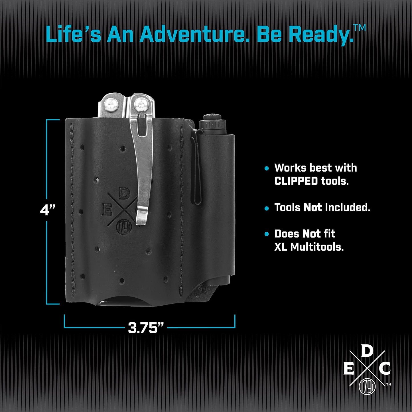 1791 EDC Pocket Organizer, Everyday Carry Pouch fits Knives, Multitools, Small Tools, Flashlight. American Leather. EDC Pocket Knife Sheath