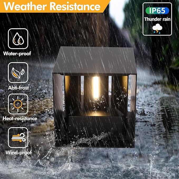 15W Indoor Wall Sconce,Black Wall Sconces Set of Two,3 Color Temperatures Hardwired Up and Down Outdoor Lights,4.33 Inch Interior/Exterior Wall Lights for Living Room Bedroom Hallway Porch Yard 2 Pack