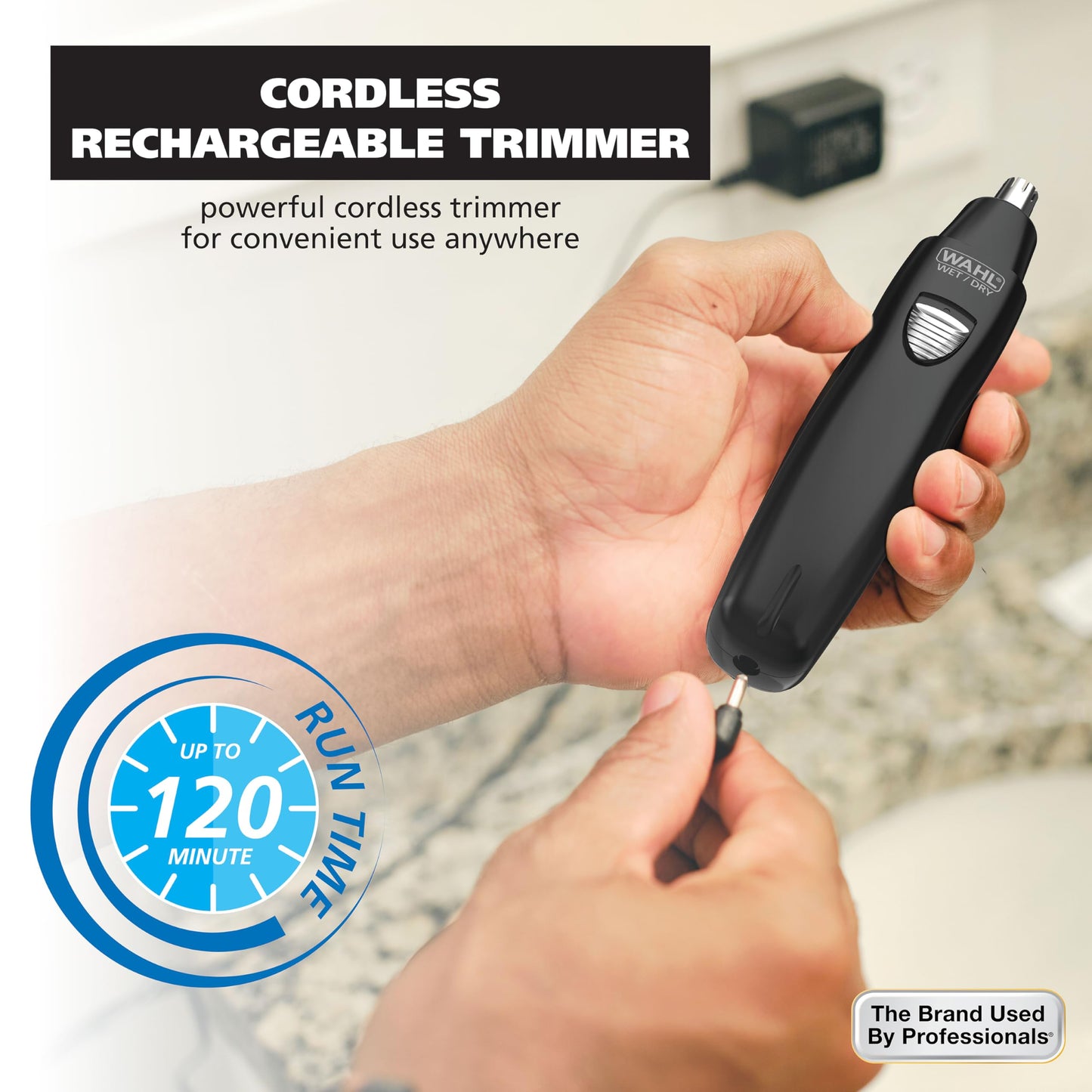 Wahl Groomsman Rechargeable Precision Trimmer for Hygienic Grooming with Rinsable, Interchangeable Heads for Eyebrows, Neckline, Nose, Ears, & Other Detailing - Model 3023284