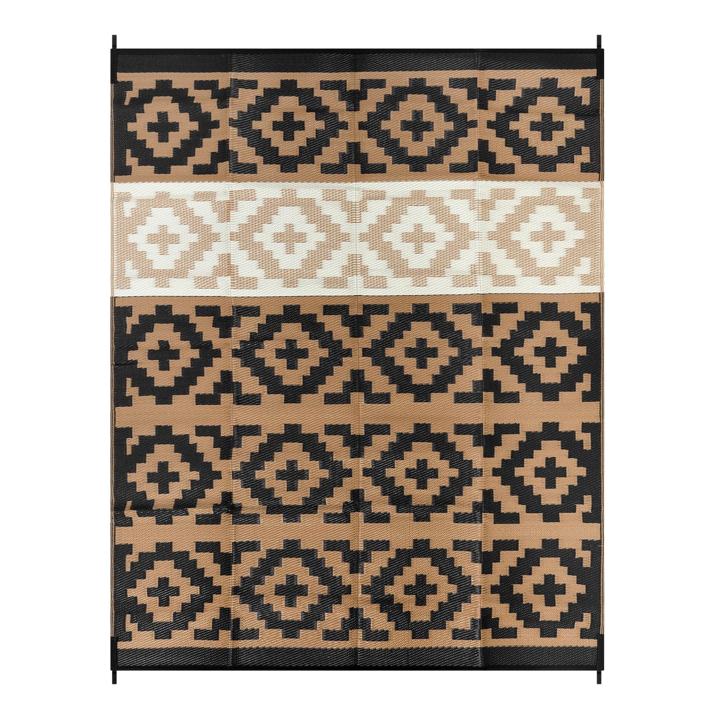 Anidaroel Outdoor Rugs 8x10 for Patios Clearance, Reversible Plastic Straw Outside Rug, Large Outdoor Area Rug RV Camping Mat for Deck, Backyard, Picnic, Beach, Trailer(Black&Brown, 8‘x10')