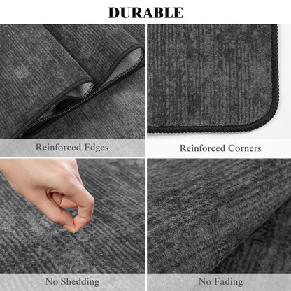 LIANLAM Washable Rug 6x9 Area Rugs for Living Room - Stain Resistant Non-Slip Backing Boho Rug for Bedroom,Durable & Ultra-Thin Vintage Large Area Rug(6x9,Black)