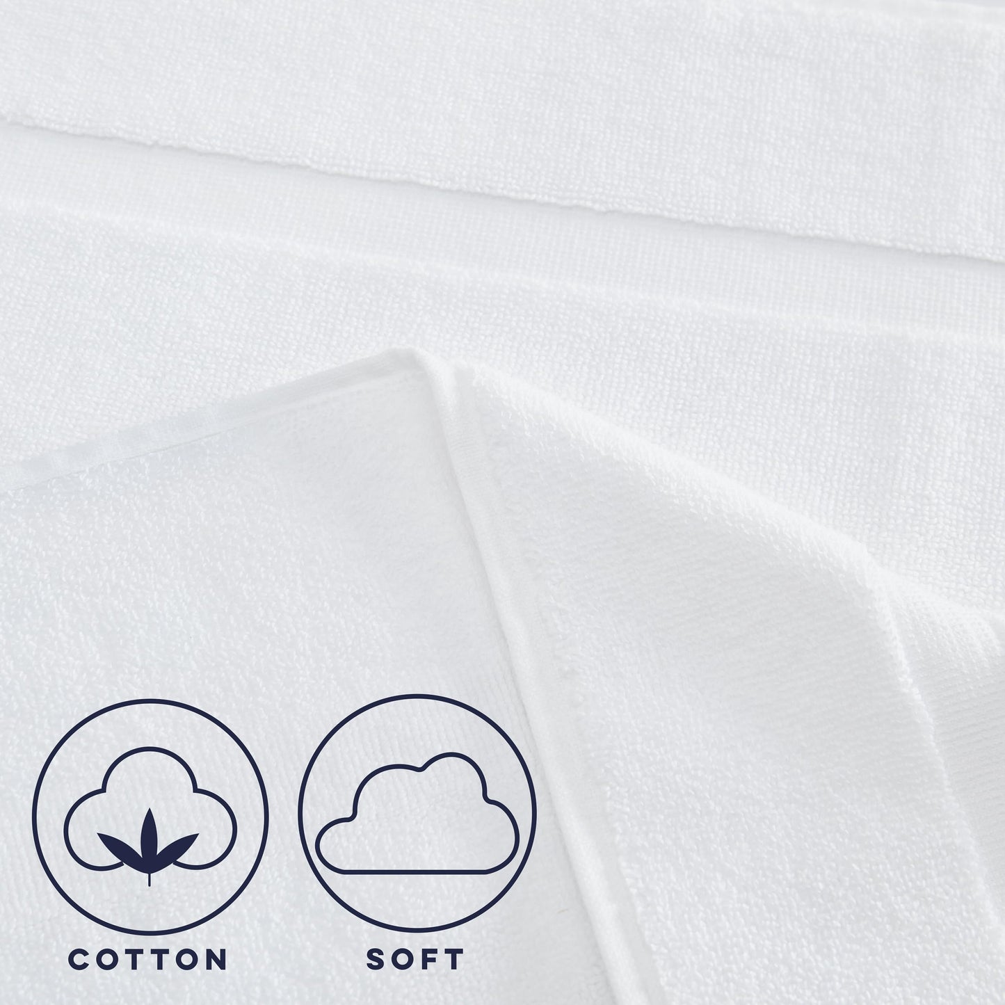 Casual Living White Cotton Bath Mats Set of 2 Towel Mats for Bathroom Floor Banded Rugs Soft Absorbent Ring Spun Cotton Washable Essentials Bathroom Shower Accessories, 34-inch x 21-inch, White
