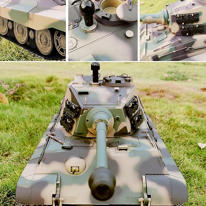Heng Long RC Tank for Adults 1:16 2.4ghz German Tiger King Henschel Remote Control Tank Model (320-Degree Rotating Turret) RC Tanks That Shoots Military Vehicles Gifts for Age 14+