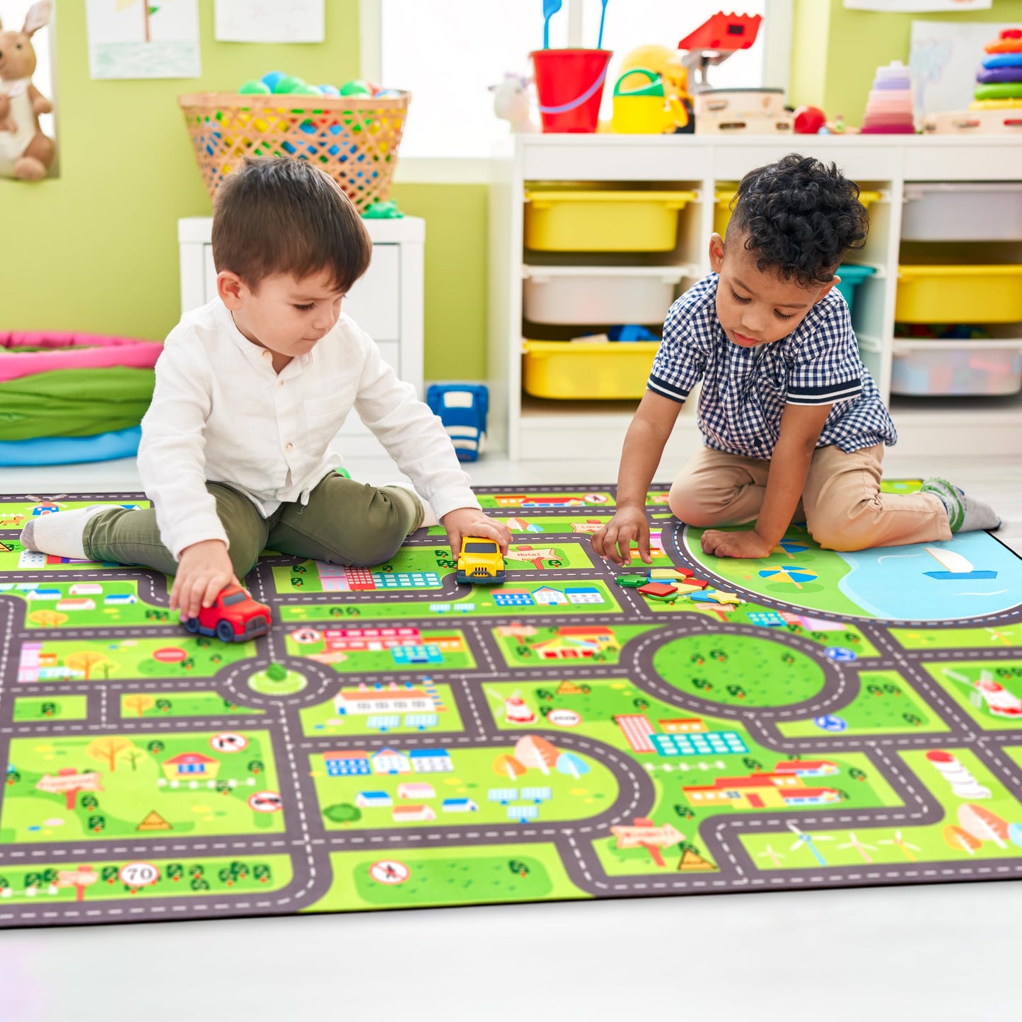 Sorbus Car Mat - City Road Washable Rug for Kids, Car Carpet, Floor Play Mats, Easy to Clean Washable Rugs for Safe and Fun Travel (Extra Large)