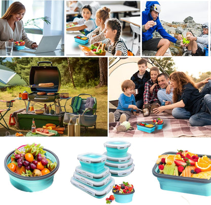 8 Collapsible Food Storage Containers With Lids, Rv Collapsible Bowls, Silicone Food Storage Containers, Camping Food Containers, Collapsible Containers for Food, Camping, Travel