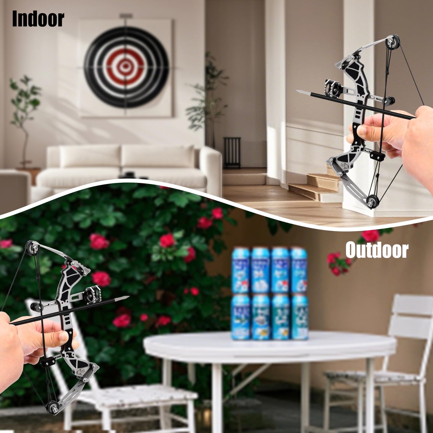Mini Archery Bow Set Mini Compound Bow Mini Hunting Bow Metal Material Archery RH/LH for Hunting Shooting Practice Archery Fun Games (Style 6)