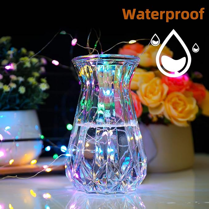 Mandiq 4 Pack Fairy Lights Battery Operated, String Lights 10ft 30 LEDs, Flashing and Constant Light Mode, Silver Wire Mini Lights for Festival, Christmas Decoration, Multicolor…