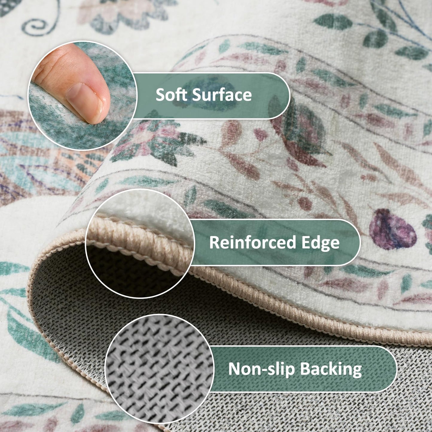 Dadasgk Insect Print Washable Area Rugs 5x7, Soft Rugs for Living Room, Ultra-Thin Non Slip Modern Bedroom Rug, Throw Rug Large Boho Carpet for Dining Room Kids Nursery Office, Beige