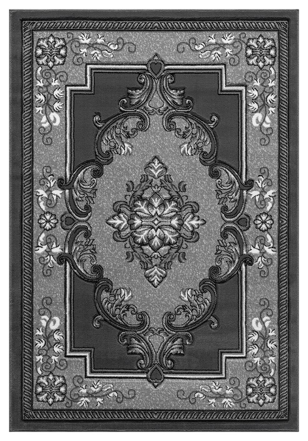 Modern Traditional Area Rug Hand Carved Oriental Floral Bohemian Vibrant Colors Carpet for Living Room Bedroom Design 9206 (Grey, 5' x 7')