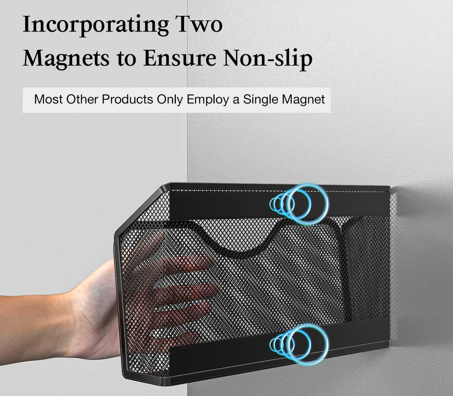 JANE EYRE Magnetic File Holder - 3PCS File Paper Mail Organizer No Drilling Magazine Paper Document Holder/Magnetic Hanging File Organizer for File Cabinets, Office, Whiteboard, BLACK