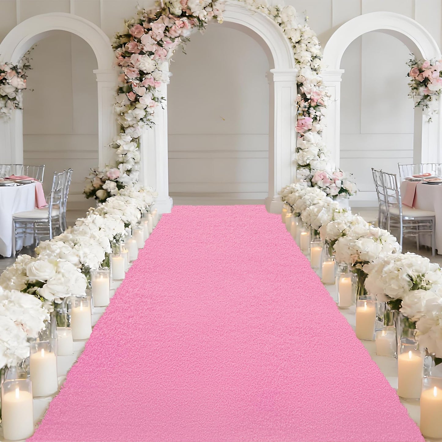 Couzssyhi 3ftx15ft Pink Carpet Runner, 450GSM Extra Thick Non-Slip TPR Rubber, Indoor/Outdoor Carpet for Hollywood&Oscars Runway, Weddings,Proms,Award Ceremonies,Home Parties,Easy to Clean & Reusable