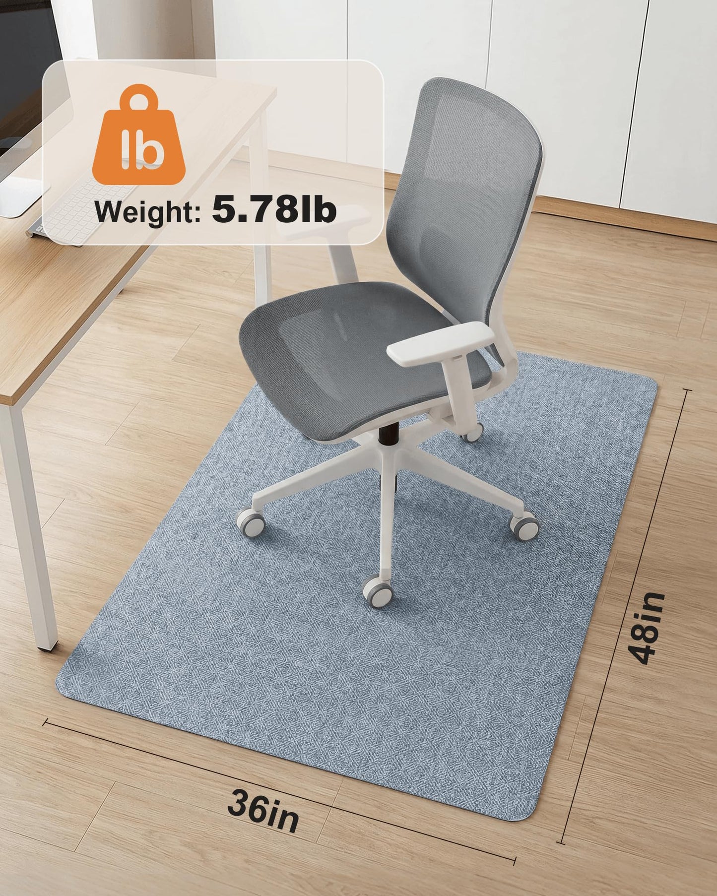 Carvapet Office Chair Mat for Hardwood Floor, 36x48 Inch Heavy Duty Floor Protector, Non Slip Desk Chair Mat for Rolling Computer Gaming Chairs, Easy to Clean Greek Key Pattern