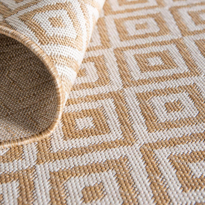 Unique Loom Outdoor Collection Area Rug - Costa Rica (5' 3' x 8' Oval, Beige/ Cream)