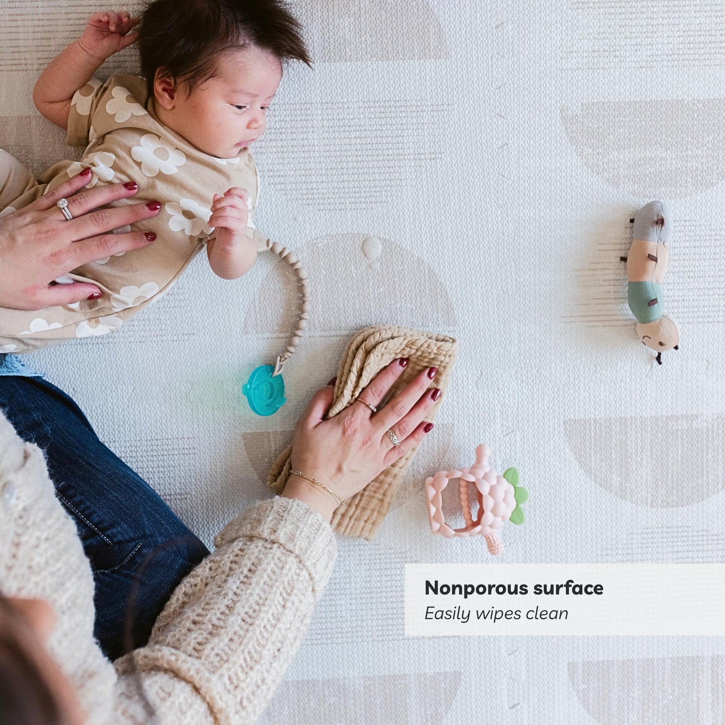 Little Landings Baby Play Mat for Floor - Aura Oat (4x6ft) - Premium EVA Foam Play Mat for Babies & Toddlers (Ages 0-5+) Non-Toxic Playmat for Tummy Time, Crawling & Playroom - Stylish & Comfortable
