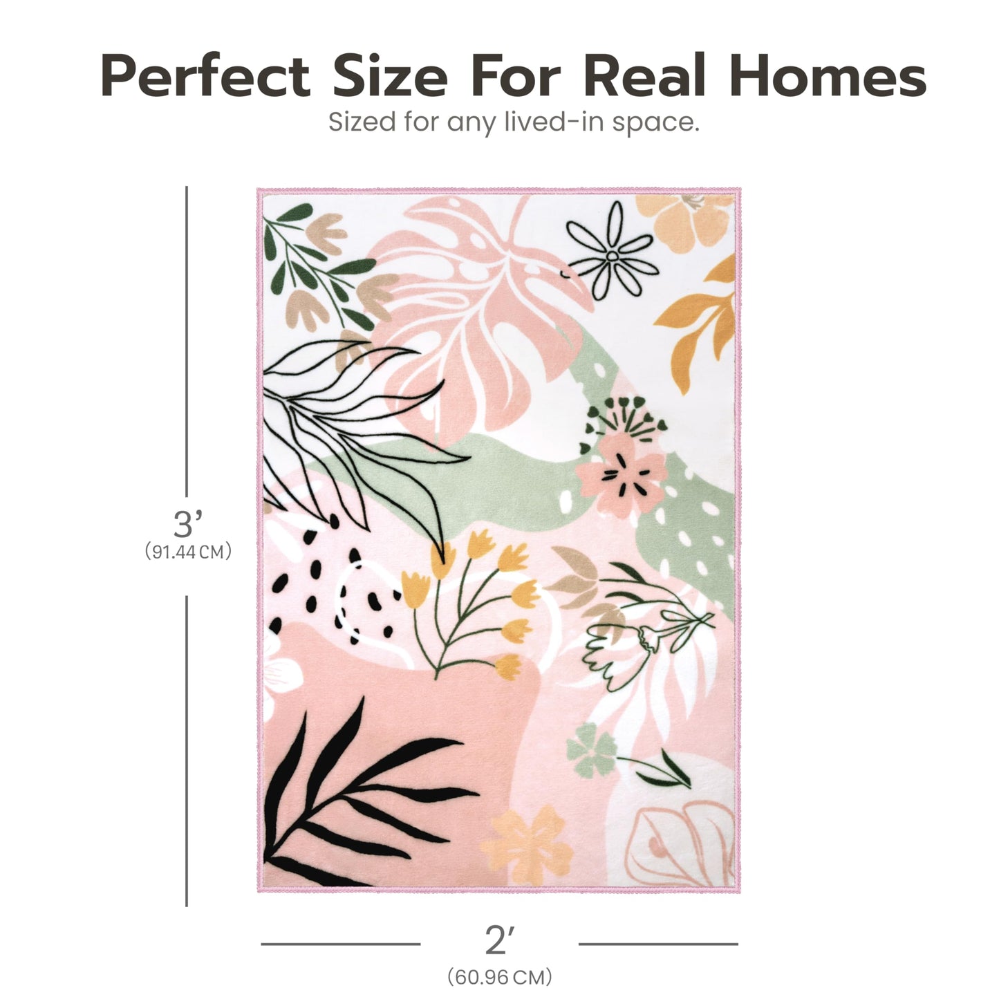 Joiedomi Door Mat Indoor Entrance 2x3 Machine Washable Art Floral Small Rugs for Entryway Non-Slip Rubber Backing Bath Mat Soft Area Rug Stain Resistant Waterproof Carpet for Bathroom Bedroom (Green)