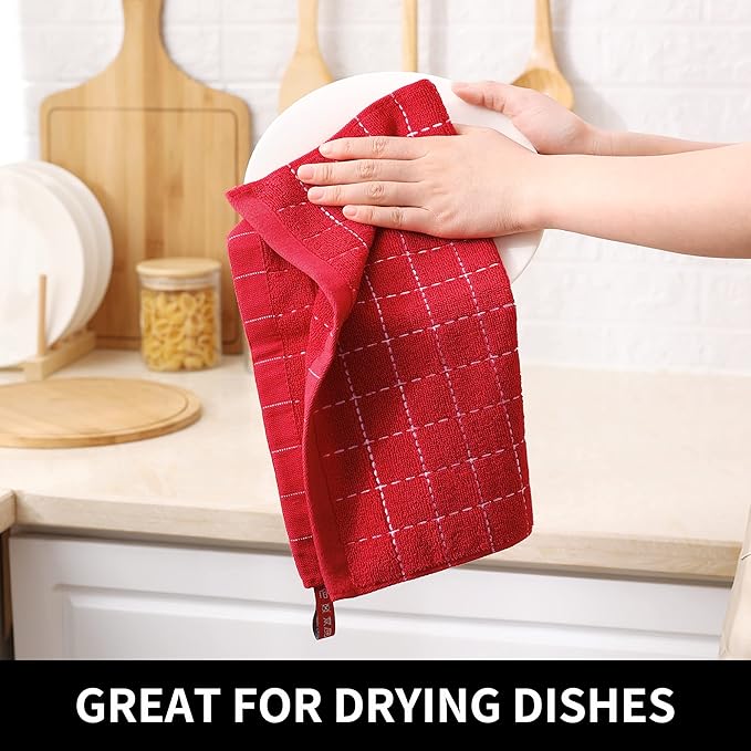 Homaxy 100% Cotton Terry Kitchen Dish Cloths, Ultra Soft and Absorbent Dish