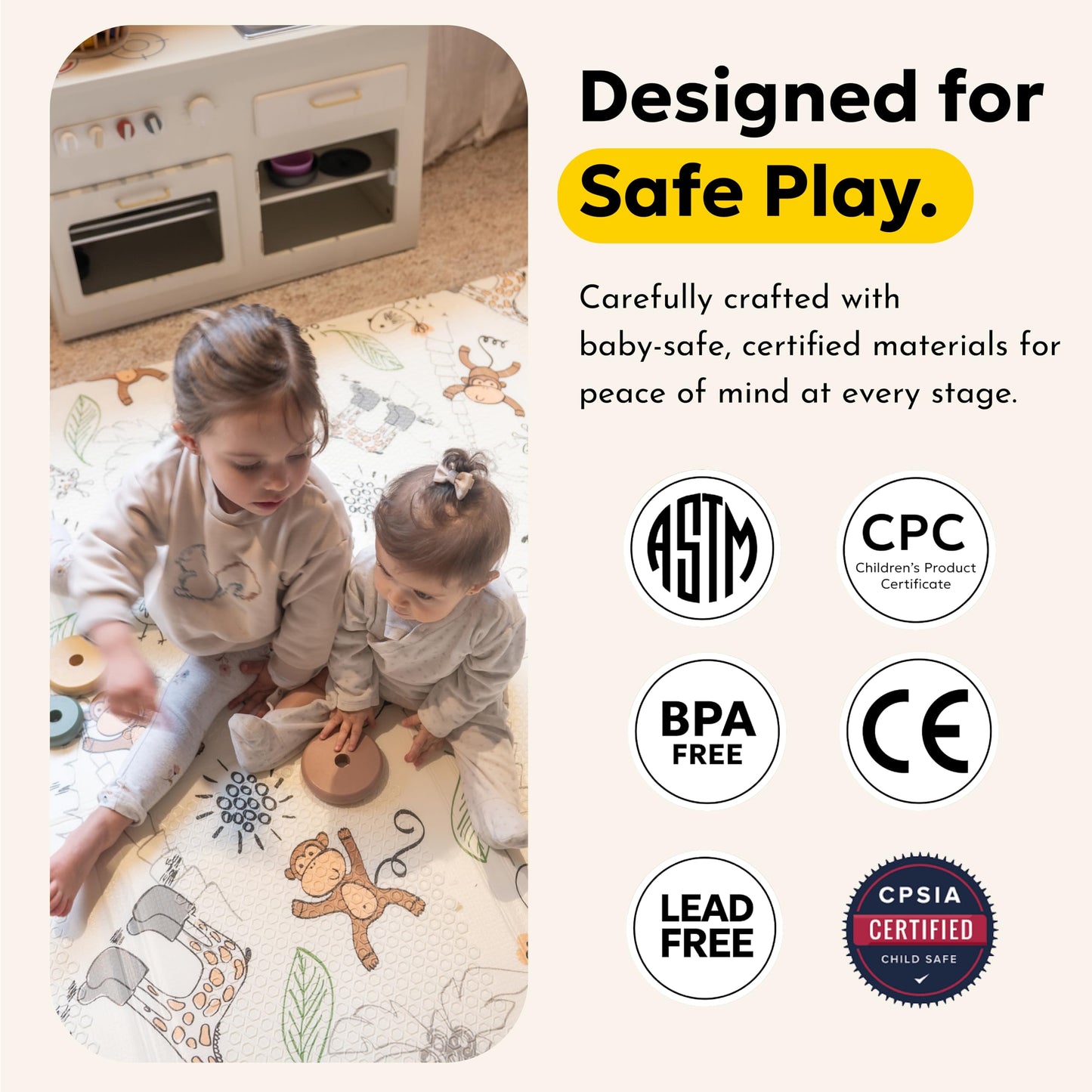 Miotetto Foldable Baby Play Mat – 78"x59" Non-Toxic, Reversible, Waterproof, Portable Baby Mat for Floor, Foam mat for Easy Storage & Travel, Large playmat for Kids, Floor mat for Any Playroom