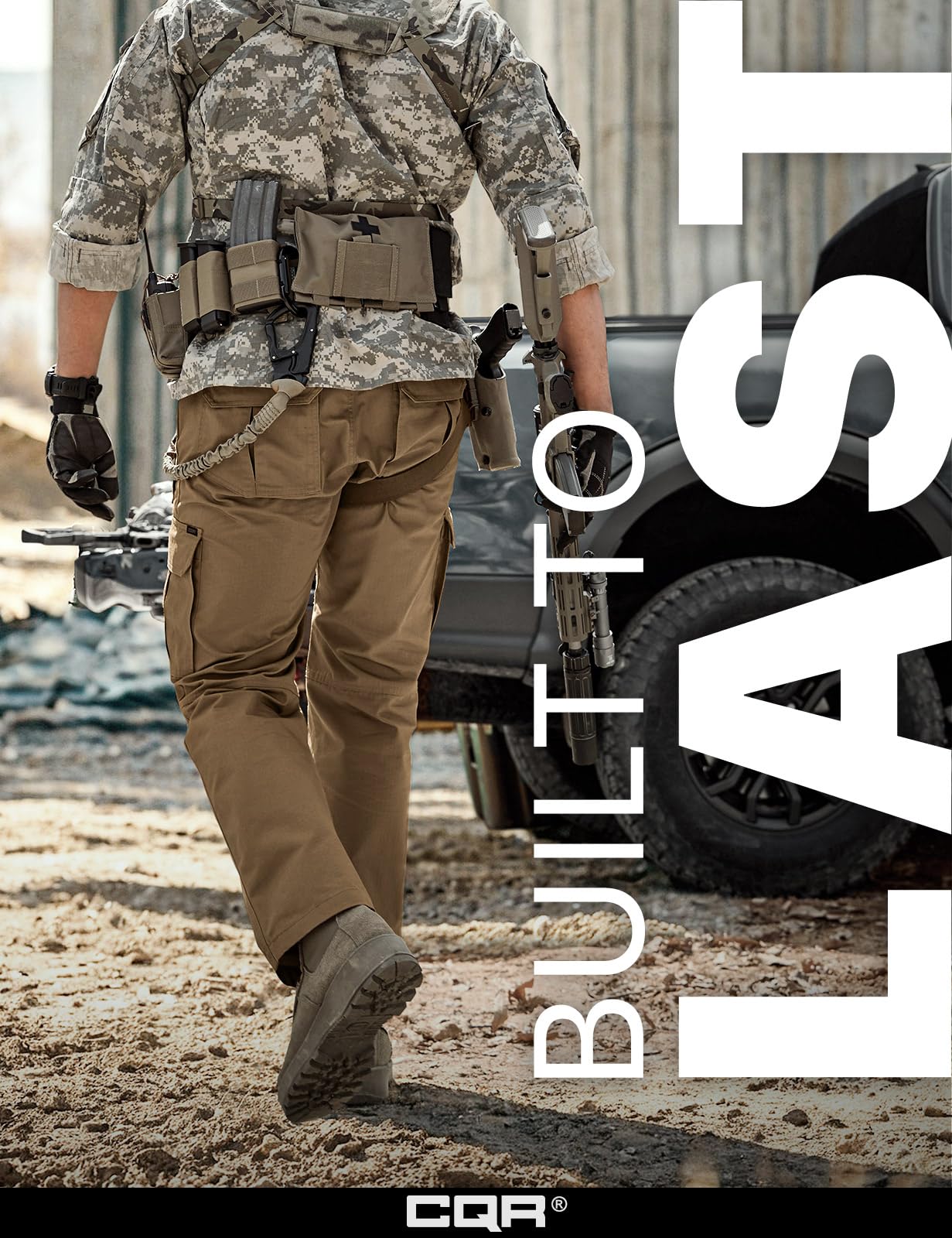 CQR Men's Tactical Pants, Water Resistant Ripstop Cargo Pants, Lightweight EDC Work Hiking Pants, Outdoor Apparel, Raider Mag Cougar, 32W x 30L