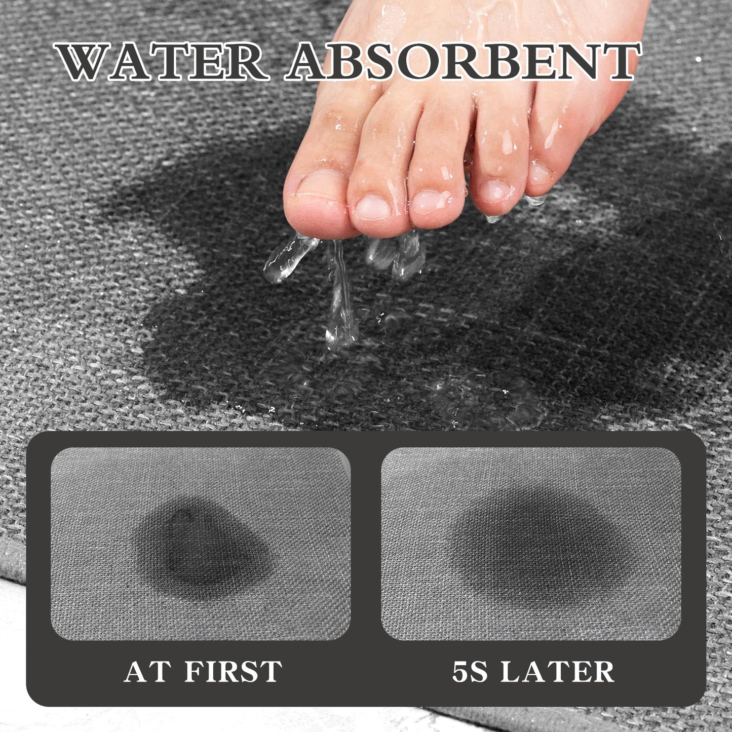 chakme Bathroom Rugs Mat 24x17, Ultra Thin Non Slip Bath Mat Small Quick Dry Absorbent Bath Mat for Bathroom Floor, (Dark Grey, 24"x17")