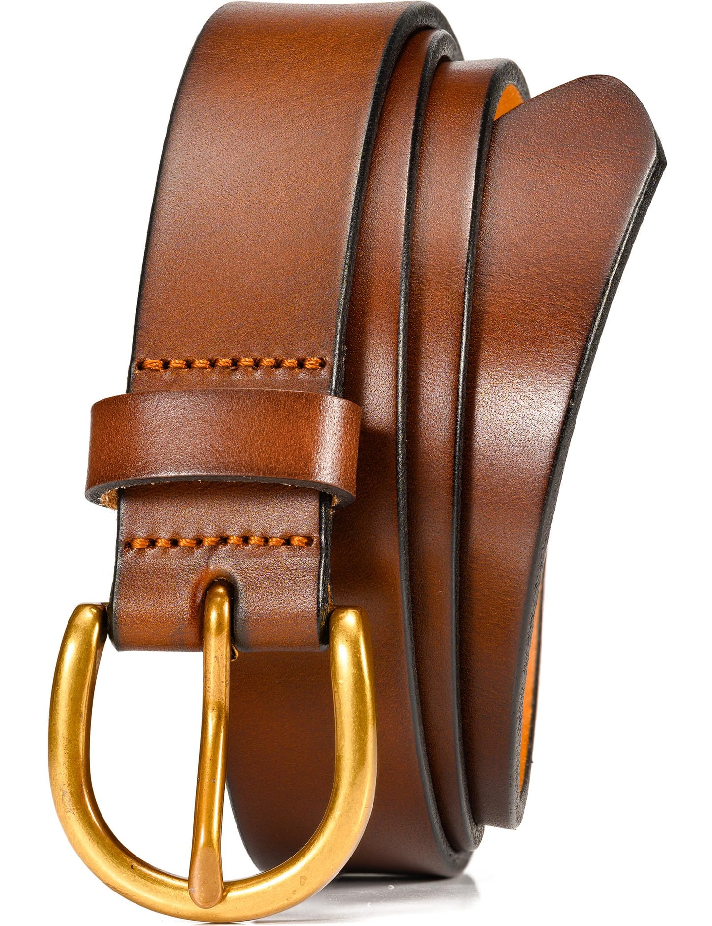 WOLFANT Womens Casual leather Jean Belt,1.1" Ladies Belt with Gold Buckle,100% Italian Full Grain Real Solid Leather