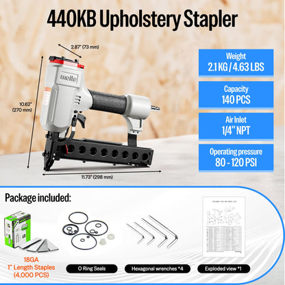 meite 18 Gauge Pneumatic Narrow Crown Stapler, Accepts Staples Length from 1-Inch to 1-5/8-Inch, for Upholstery Projects