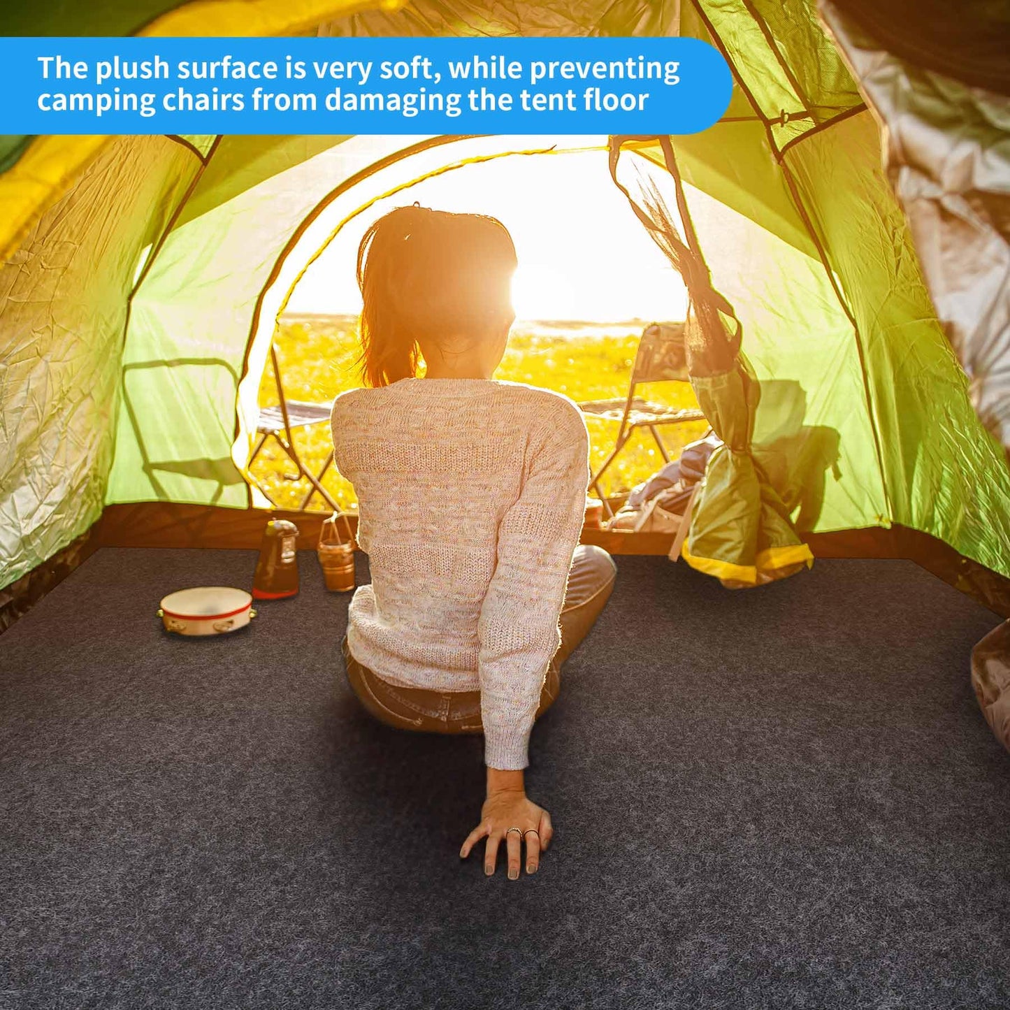 BREENHILL Camping Tent Carpet Mat, (7'4" x 8'4") Inside/Outside Tent Rug,Protective Waterproof Liner Keeps You Warm & Dry, Outdoor Camping Floor Rug Accessory,Soft & Comfortable, Trimmable Material