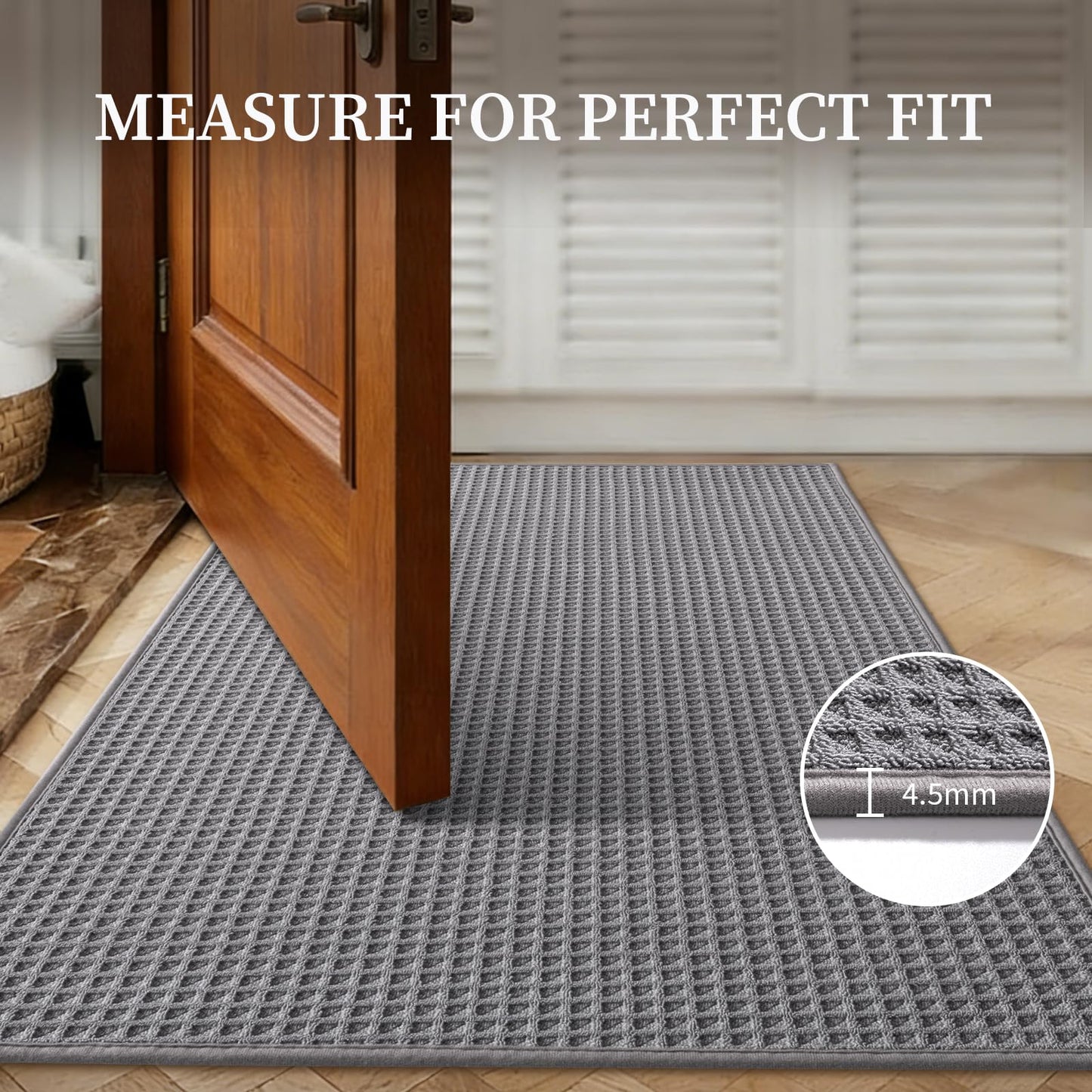 YIHOUSE Indoor Door Mat 24" x 36", Non-Slip Washable Entryway Mat, Dirt Trapper Absorbent Entrance Mat, Low Profile Floor Mat for Front/Back Door, Entryway, Light Grey ﻿