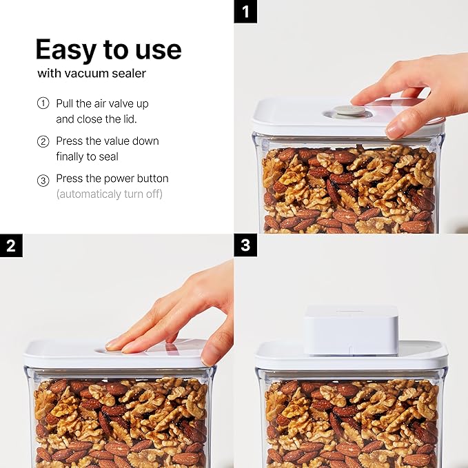 VAKUEN Premium Airtight Food Storage Containers, Rectangular 2PC(1.06qt), Smart One-Click Seal Lid, No Hinges, Patented Double Silicone Lining, 100% Leak Proof, BPA-FREE, Dishwasher, Microwave Safe
