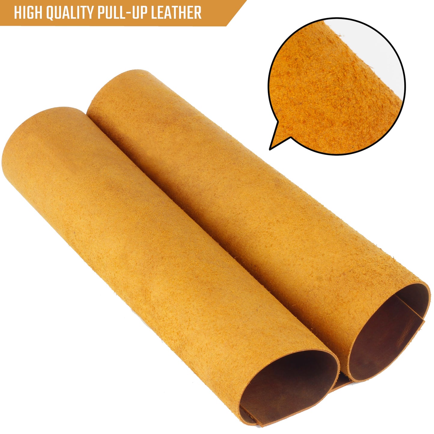 Toprank Leather Sheets for Crafts 24"x12" Precut Full Grain Cowhide (1.6mm) Square Piece, Camel