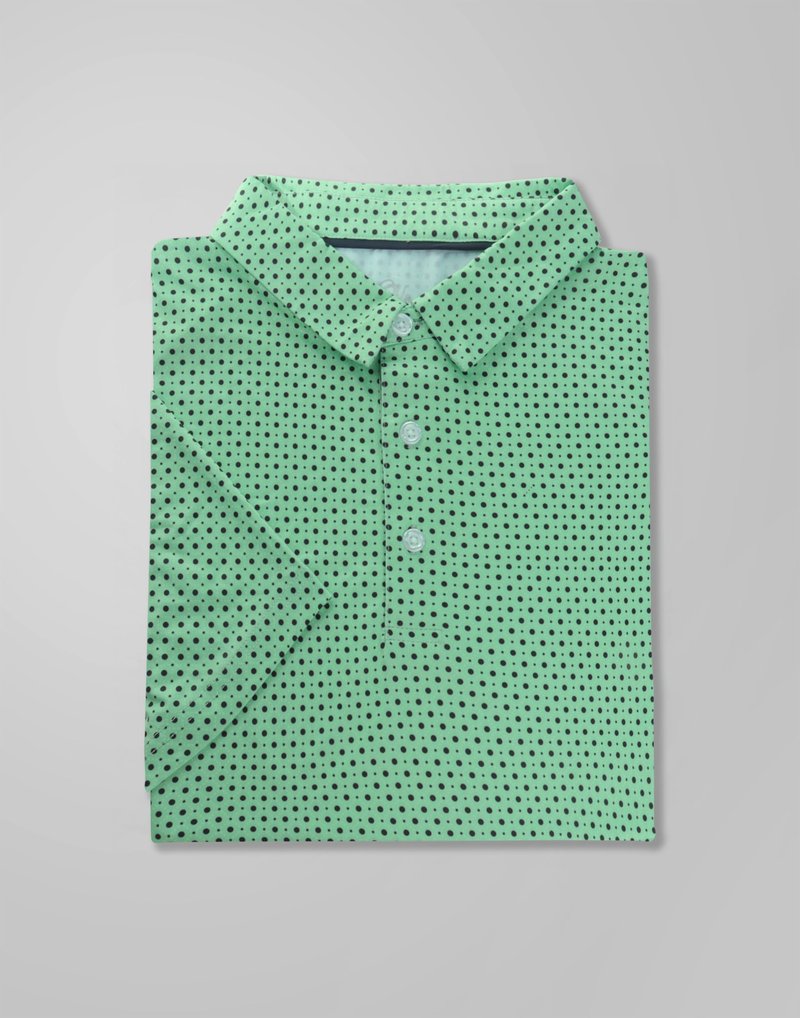 Obla Mens Golf Polo Shirts Short Sleeve Dry Fit Performance Moisture Wicking Casual Print Collared Golf Shirts for Men (Green Dot_S)