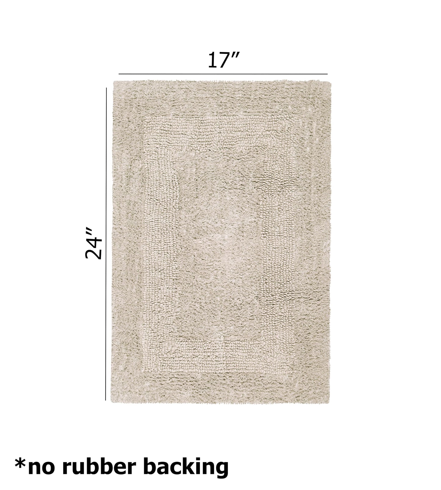 COTTON CRAFT Luxurious Bath Mat Rug - Set of 2 Reversible Heavyweight Step Out Bath Mats for Bathroom Floor, Tub and Shower - Pure Cotton Soft Plush Absorbent Tufted Racetrack Mat - 17x24 inch - Linen