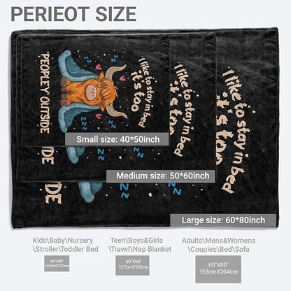 Cute Highland Cow Lightweight Throw Blanket, Cartoon Sleep Animal with Heart and Star, Warm Soft Cozy Flannel Blankets, Couch Dorm Home Decor All Season Use, 80x60in, Gifts for Girls Women
