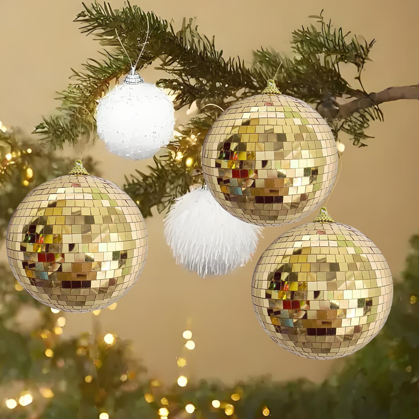 ZHANYIGY 4Pcs Christmas Balls Ornaments for Xmas Tree - Shatterproof Christmas Ball Xmas Tree Decorations Hanging Ball Gold PET 4in x 4 Pack