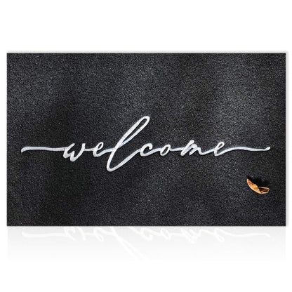 AAZZKANG Welcome Mats for Front Door Large 24"x36" with Non Slip Rubber Backing Quickly Trap Dirt Easy to Clean Entry Mat for Indoor High Traffic Areas Outdoor Doormat Black