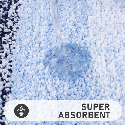 Bsmathom Bathroom Rugs Sets 4 Piece, Soft Absorbent Microfiber Bath Rugs with U-Shaped Contour Toilet Rug and Toilet Lid Cover, Thick Non-Slip Plush Shaggy Bath Mat Set,Navy Blue
