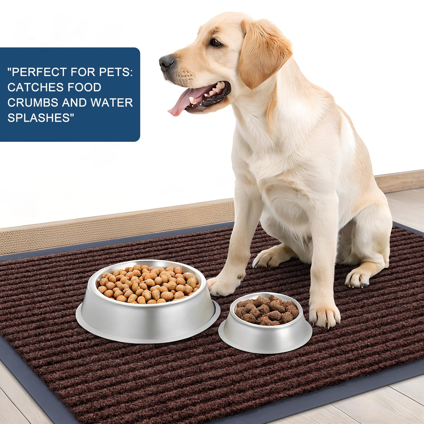 OLANLY Front Door Mat Indoor Outdoor Entrance, Waterproof Heavy Duty Doormat, Fade Resistant, Low Profile, Easy Clean Patio Porch Welcome Floor Mats for Entry, 59x34, Brown