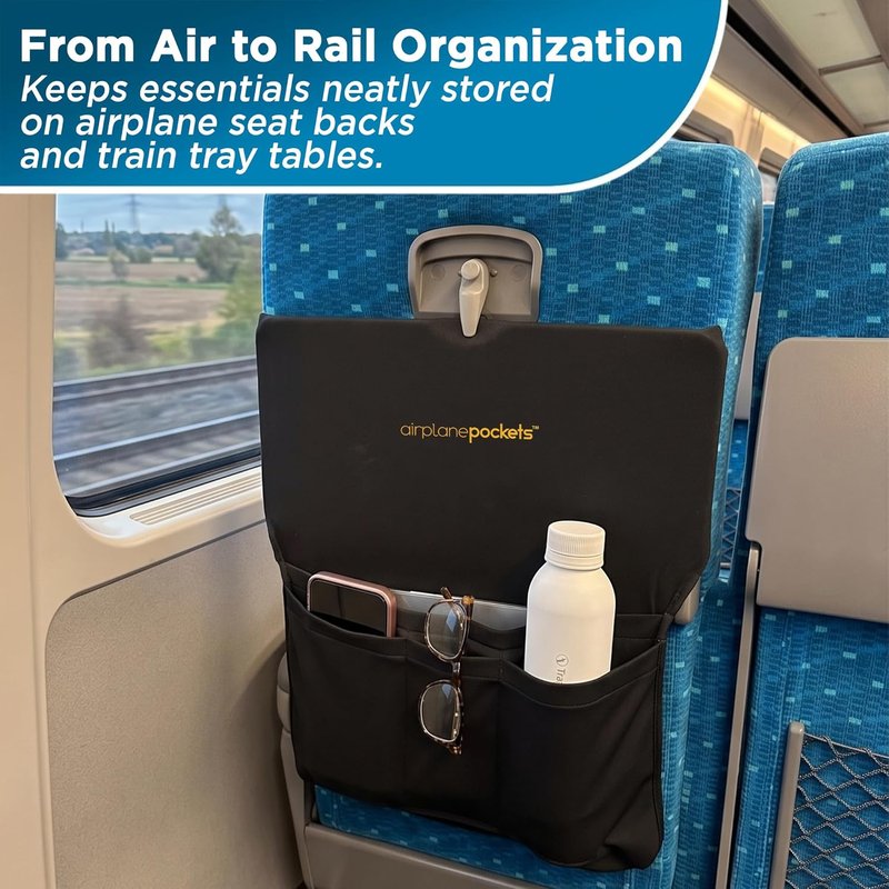 Airplane Pockets | Travel Organizer for Airplane Accessories - Essential Seat Storage Solution - Ideal for International Travel