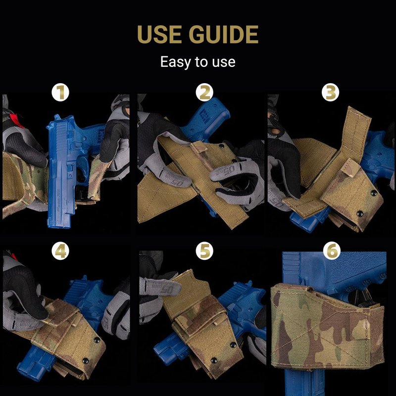 UniPro GB-95 Left-Hand Universal Tactical Holster, MC Pattern, 500D Nylon with Hard Shell, MOLLE Compatible, 4.33x3.94x2.17 Inch
