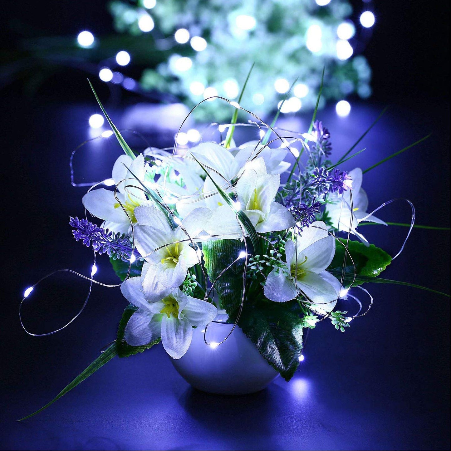 RUICHEN Plug in Fairy Lights with Switch, Waterproof 66 Ft 200 LED Silver Wire Starry String Firefly Lights for Bedroom, Patio, Garden, Balcony, Dorm, Cool White