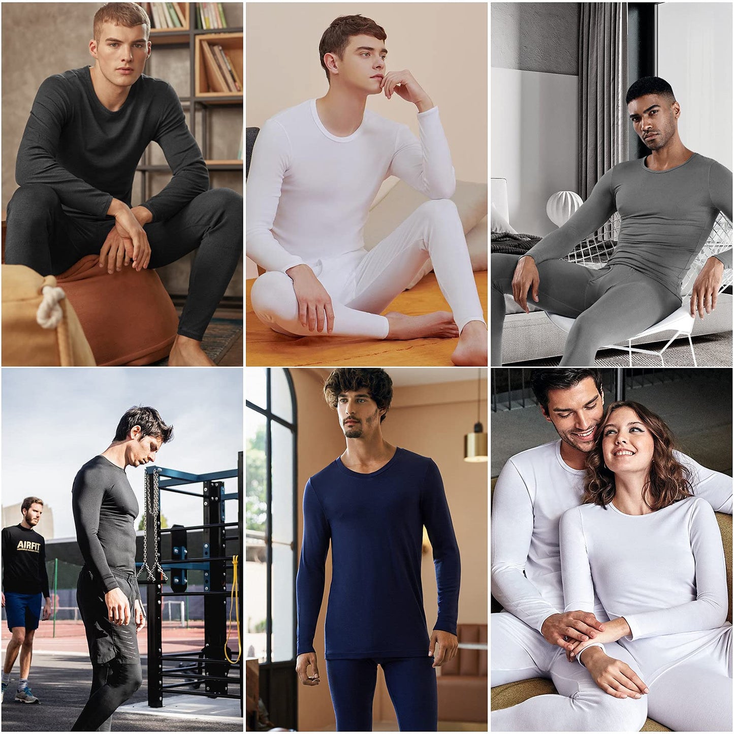 WEERTI Thermal Underwear for Men Long Johns with Fleece Lined Base Layer Men Cold Weather Top Bottom-Grey L