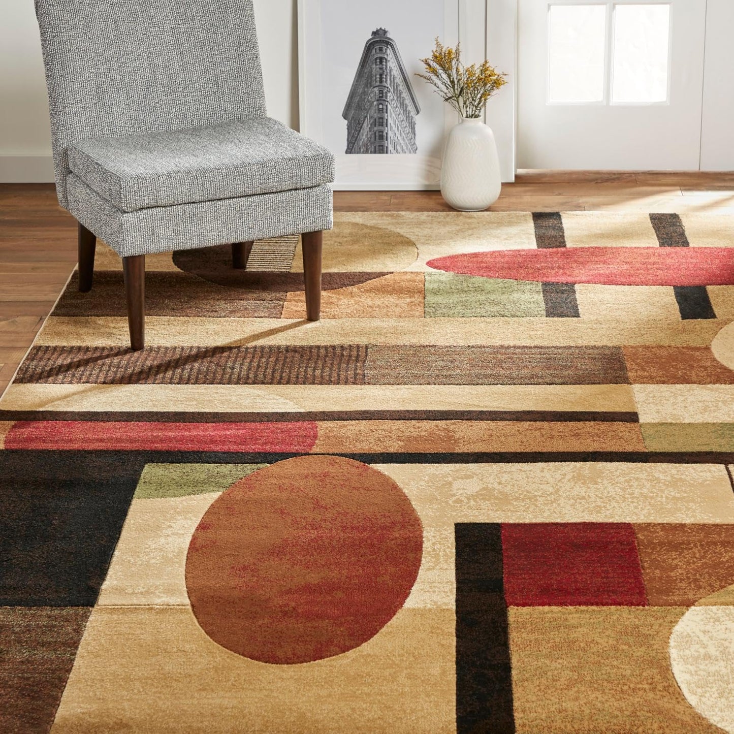 Home Dynamix Tribeca Jasmine Modern Area Rug, Abstract Brown/Green 5'2"x7'2"