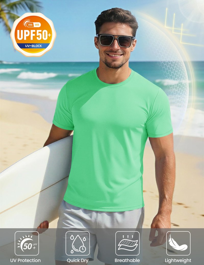 Short Sleeve Shirts for Men Dry Fit Tshirts UPF50 Active Athletic Summer T Shirts Workout Running T Shirt Mint Green