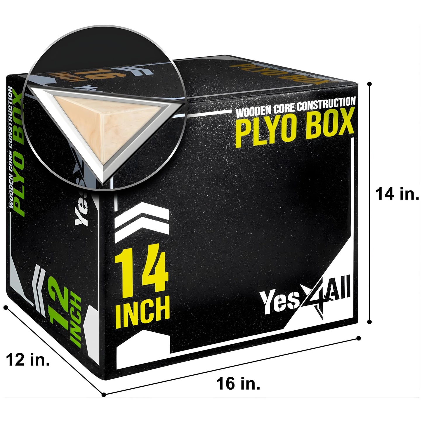 Yes4All 3-in-1 Soft-Padded Plyo Box With Wooden Core, Non-Slip Multi-Use Cushioned Plyometric Jump Box with Vinyl Cover for Jumping, Conditioning, Strength Training - 16x14x12 Inches