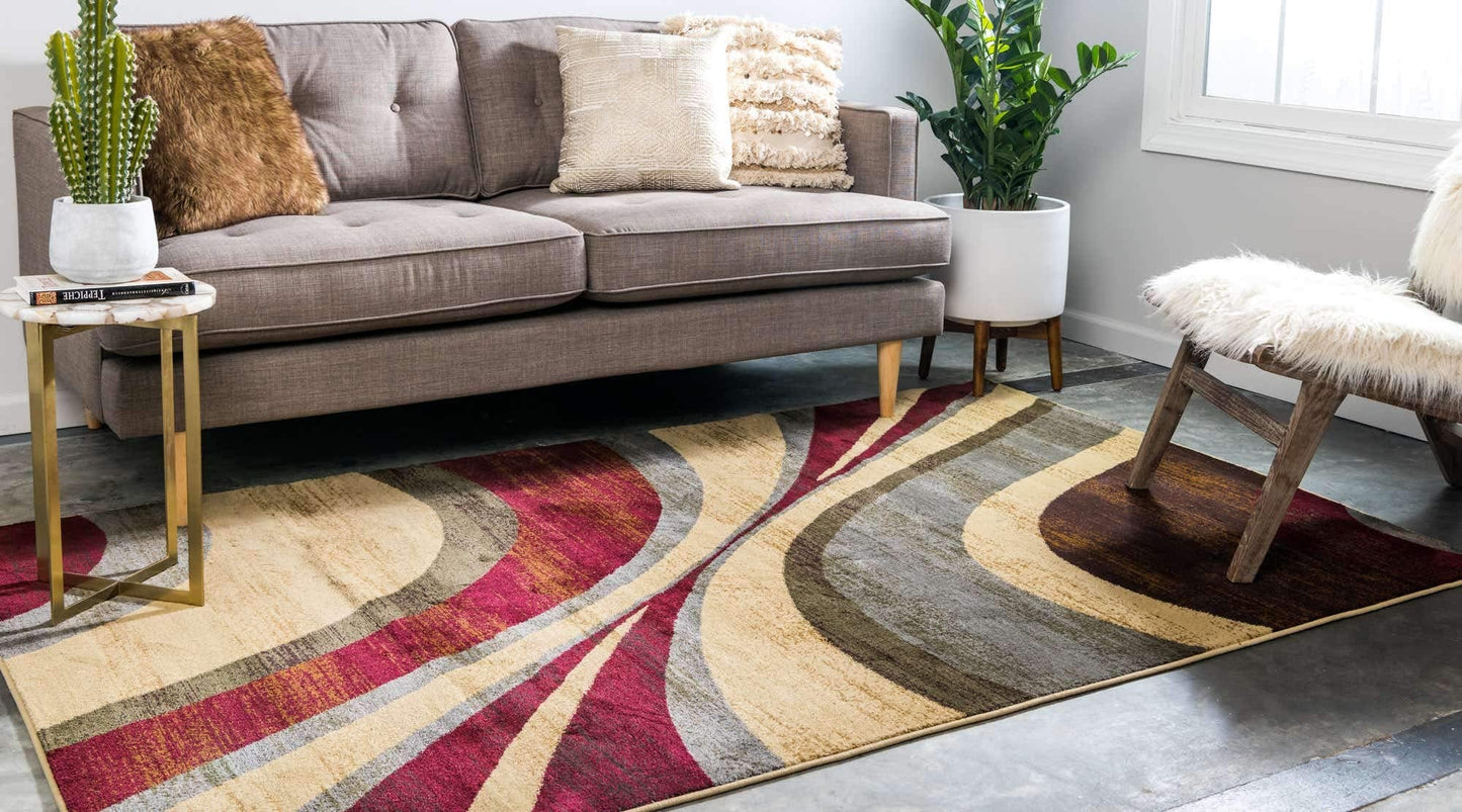 Unique Loom Barista Collection Area Rug - Ngada (4' 1" x 6' 1" Rectangle, Beige/ Red)