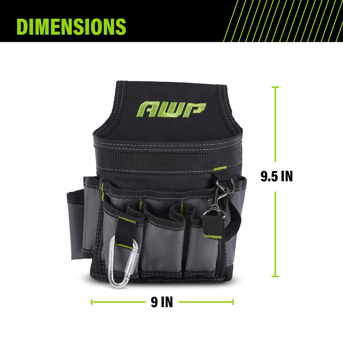 AWP Ballistic Nylon Mini Tool Pouch Multi-Pocket Organizer for Electricians, Professional Tool Box for Efficient Organization, Black/Gray | 1L-23021-2