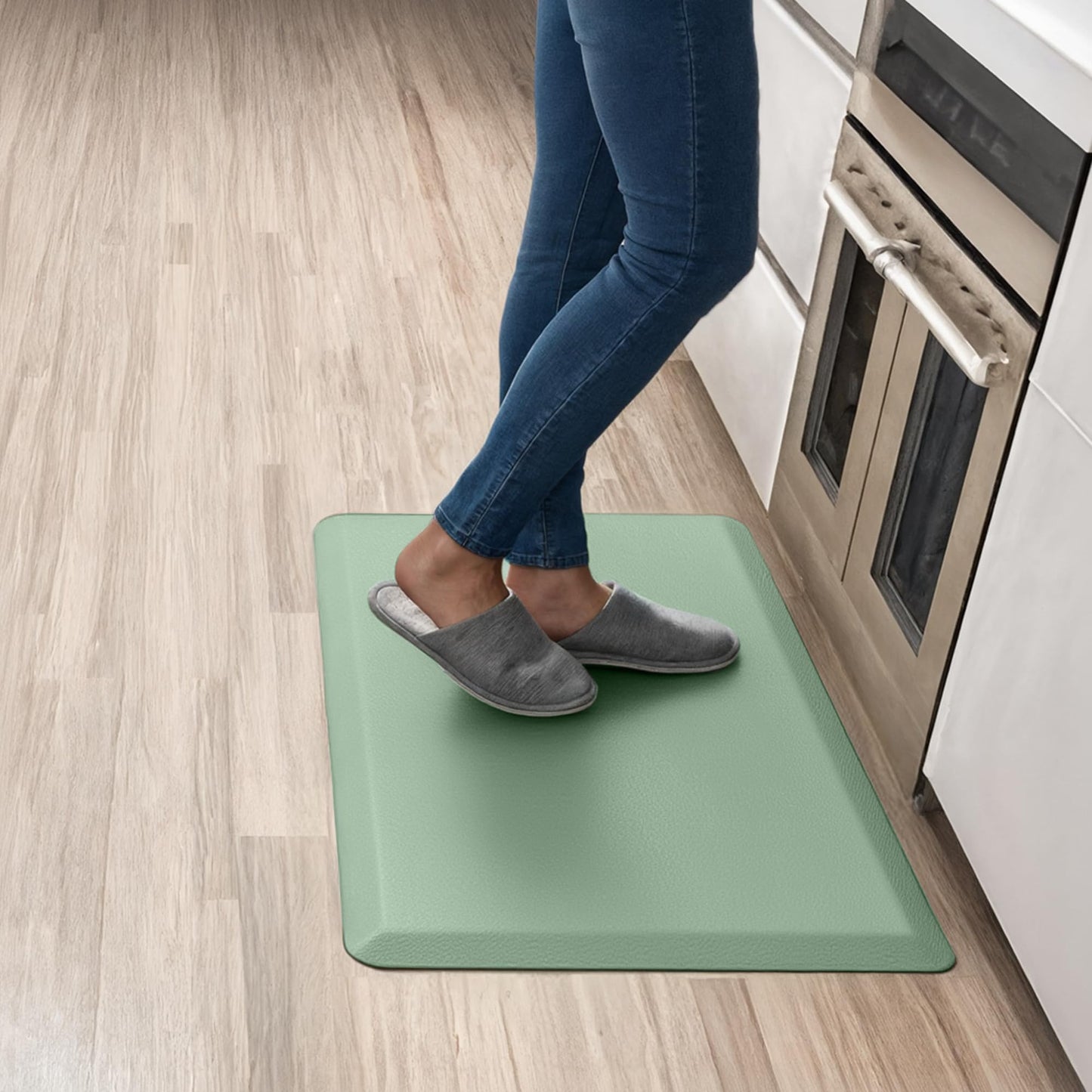 Anti Fatigue Kitchen Mats for Floor | Padded Kitchen Rugs | Non Slip, Cushioned Standing Desk Mat | Waterproof Floor Mat for Home and Office | 17.3" x 28" X 0.47", Mint Green, 1-Pack | More Décor